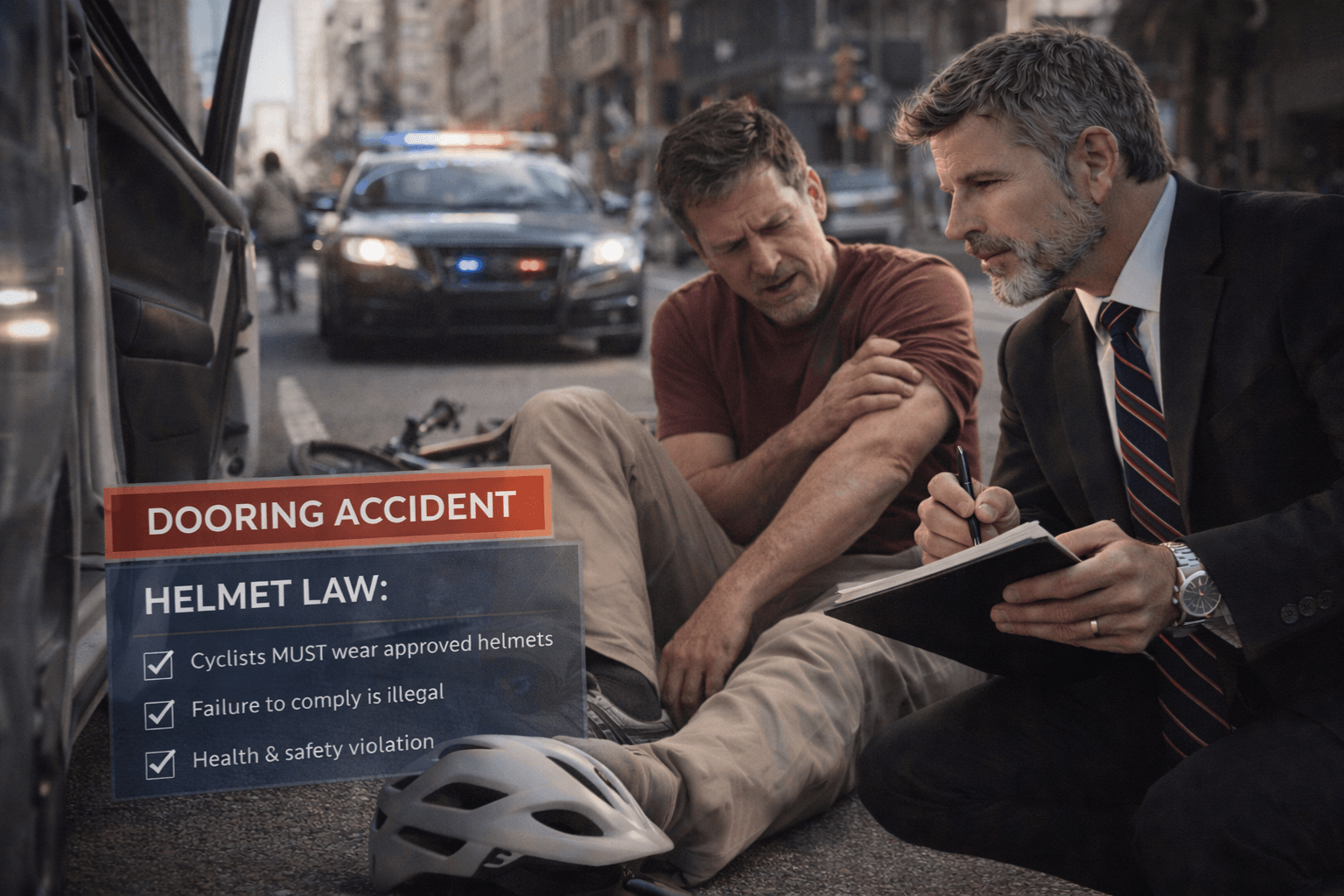 Bicycle Accident Lawyer dooring right-of-way helmet laws guide hero image
